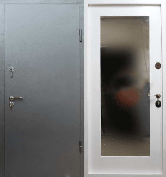 Заказать недорогая входная дверь с зеркалом МДФ ПВХ 16мм белая ST-657
