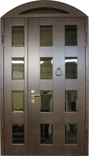 Заказать дверь арочная металлическая ST-475 со стеклянными вставками