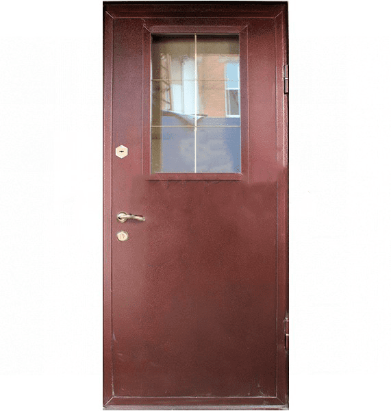 Заказать металлическая дверь со стеклом ST-489, порошок + МДФ шпон